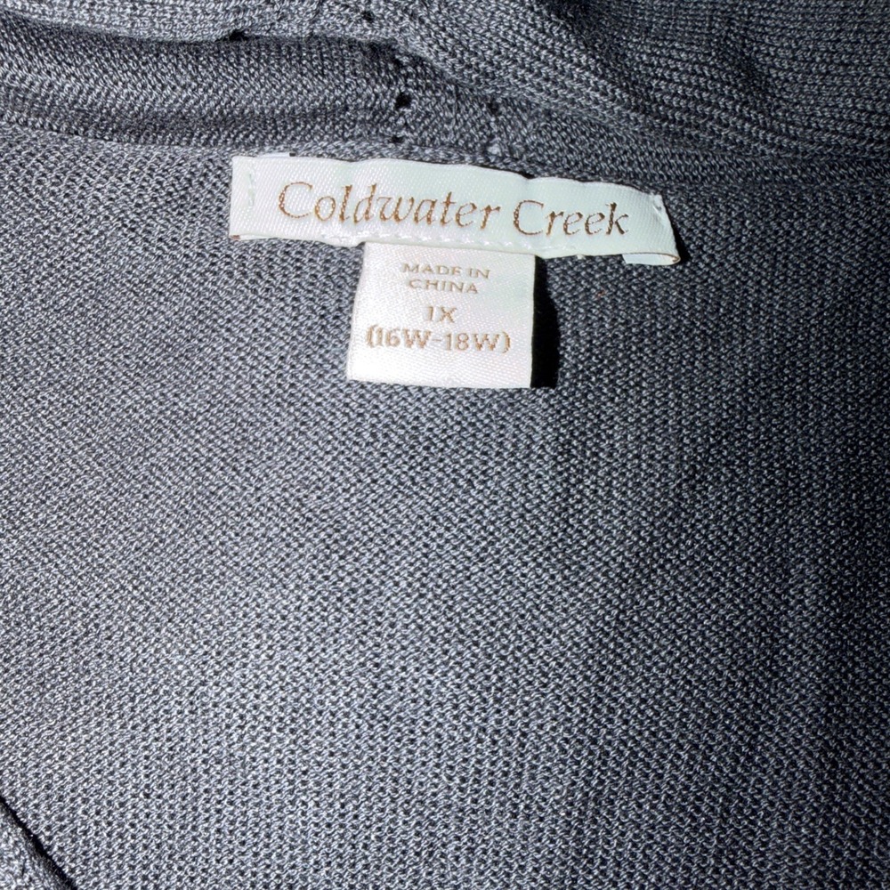Coldwater Creek Flute Neck Silk Blend Sweater Shell Size 1X NWT Charcoal Gray - Picture 5 of 7